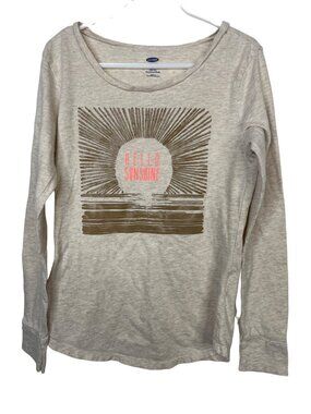 Old Navy Girls L 10 12 Long Sleeve Hello Sunshine Graphic Tee